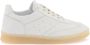 MM6 Maison Margiela Leren Court Sneakers met Geperforeerde Zijkanten White Dames - Thumbnail 2