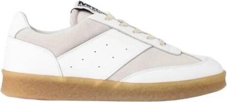 MM6 Maison Margiela Witte Leren Sneakers met Beige Patches Wit