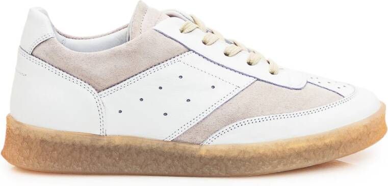 MM6 Maison Margiela Replica Leren Sneakers met Contrasterende Suède Inzetstukken White Dames