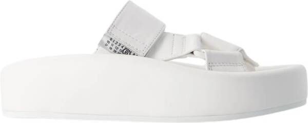 MM6 Maison Margiela Witte leren amandel open-teen sandalen Beige Dames