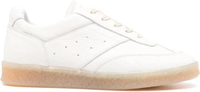 MM6 Maison Margiela Witte Leren Sneakers met Geperforeerde Details White Heren