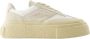 MM6 Maison Margiela Witte Leren Sneakers Ronde Neus Vetersluiting White Heren - Thumbnail 1