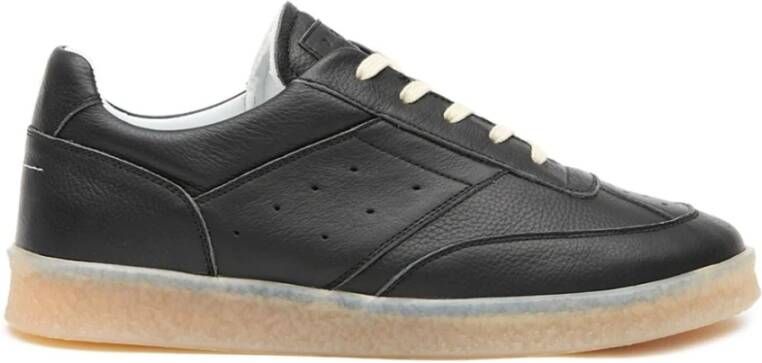 MM6 Maison Margiela Zwarte Korrelige Leren Panel Sneakers Black Heren