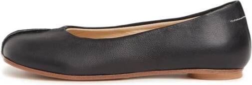 MM6 Maison Margiela Zwarte leren balletflats vierkante neus Black Dames