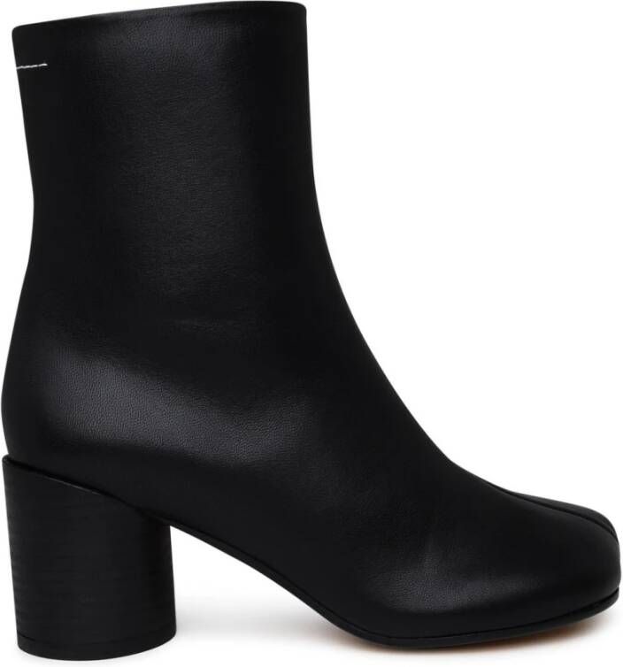 MM6 Maison Margiela Zwarte leren enkellaarzen Black Dames