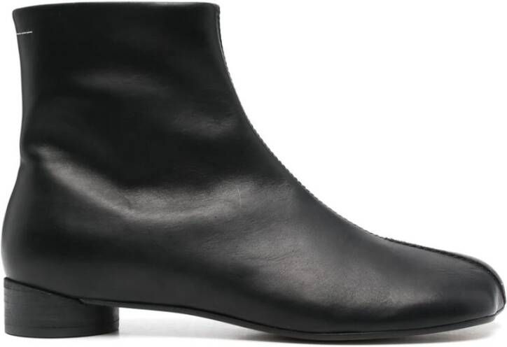 MM6 Maison Margiela Zwarte Leren Zijrits Hakken Black Heren