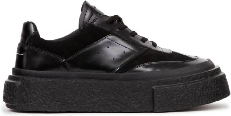 MM6 Maison Margiela Zwarte Patentleren Sneakers Black Heren