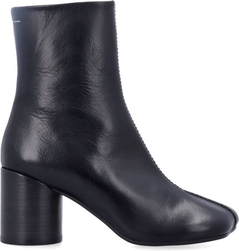 MM6 Maison Margiela Zwarte Tabi Enkellaarzen met Rits Black Dames