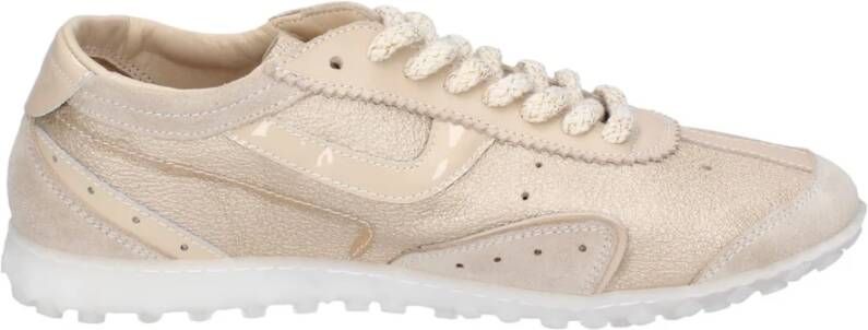 Moma Leren Damessneakers Beige Dames