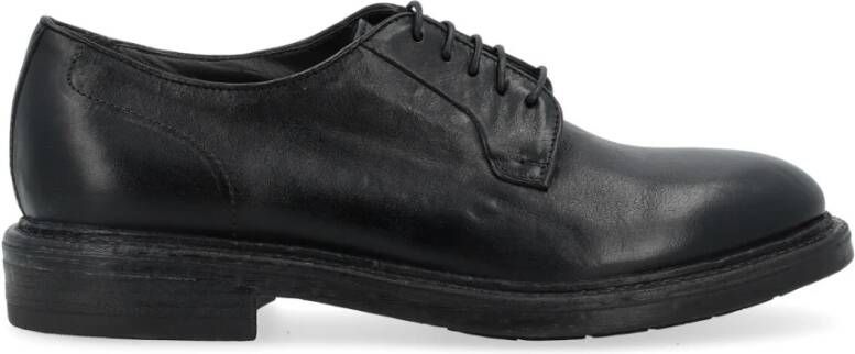 Moma Zwarte Leren Derby Schoen Black Heren