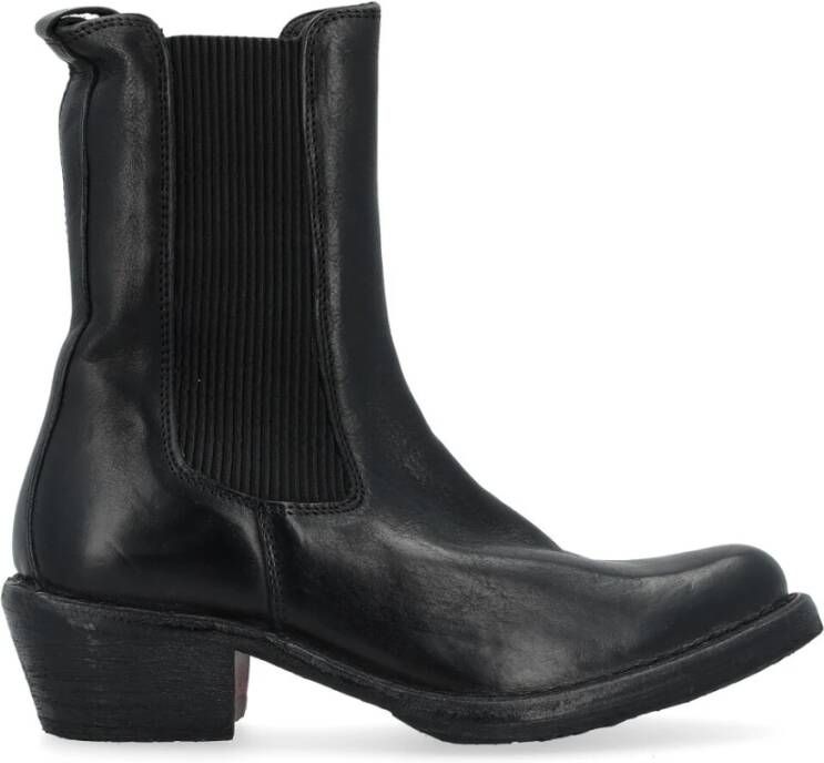 Moma Zwarte Leren Texano Laarzen Black Dames