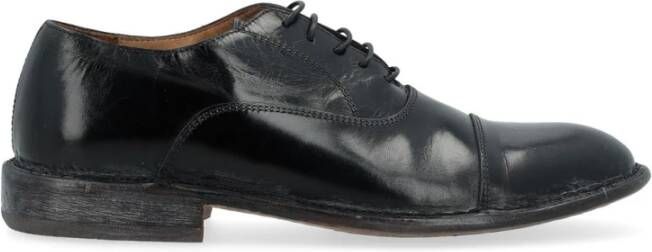 Moma Zwarte Vintage Leren Oxford Schoenen Black Heren