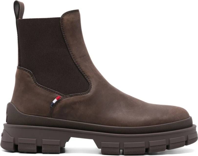 Moncler Bruin leren Chelsea-laarzen Slip-On Design Brown Heren