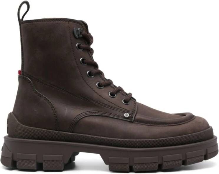 Moncler Cederbruine Leren Veterschoenen Brown Heren