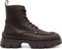 Moncler Cederbruine Leren Veterschoenen Brown Heren - Thumbnail 1