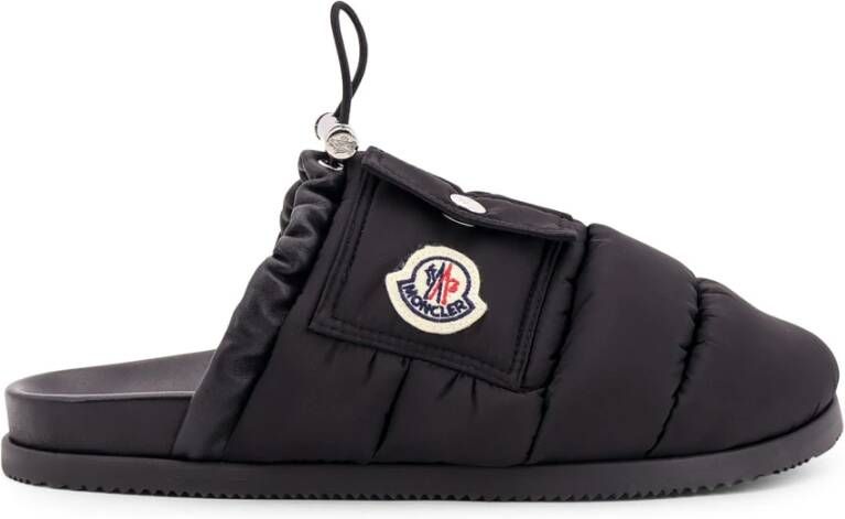 Moncler Gevoerde leren muilezel met zak Black Dames