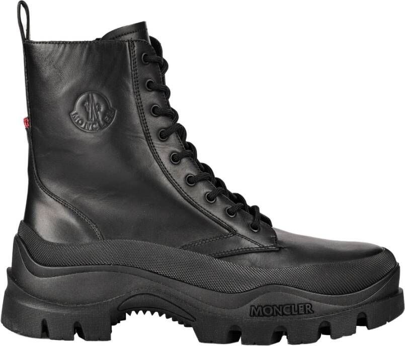 Moncler Italiaanse Leren Enkellaarzen Black Heren