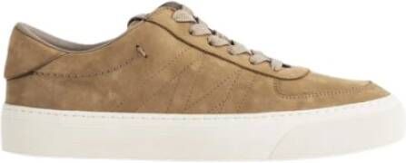 Moncler Klassieke lichtbruine nubuck leren sneakers Beige Heren