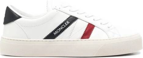 Moncler Leren lage sneakers met driekleurige banden White Dames