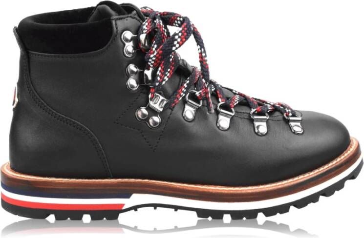 Moncler Logo Wandelschoenen Zwart Leer Black Dames