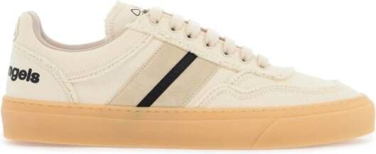 Moncler Luxe leren sneakers met zwarte details Beige Heren