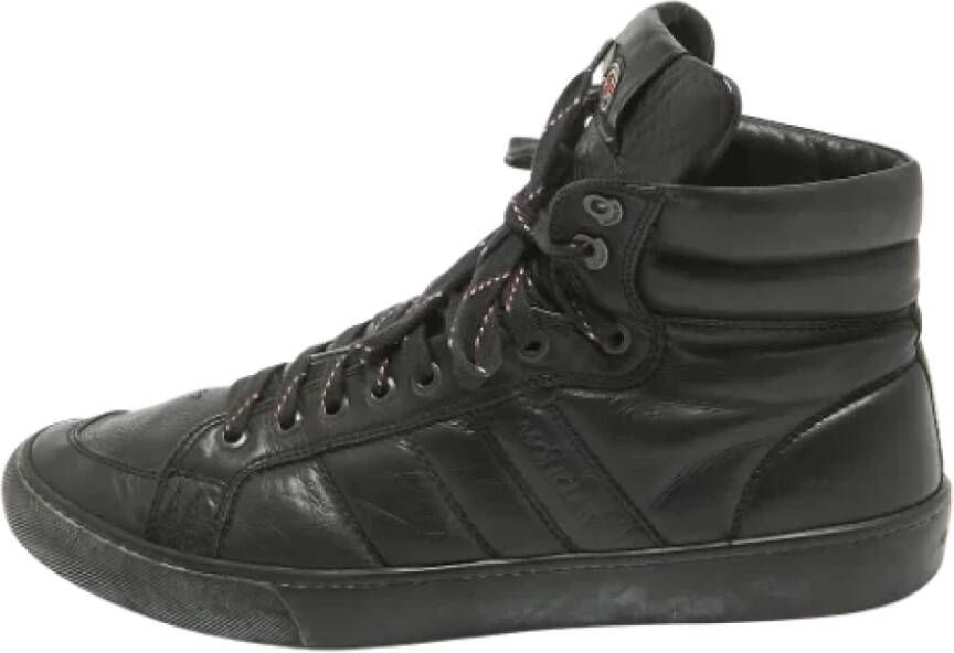 Moncler Pre-owned Leather sneakers Black Heren