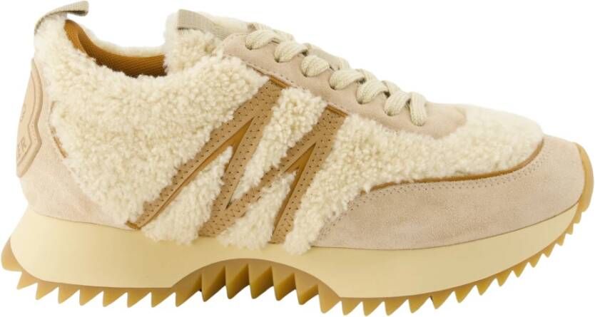 Moncler Shearling Suede Beige Basket Schoenen Beige Dames