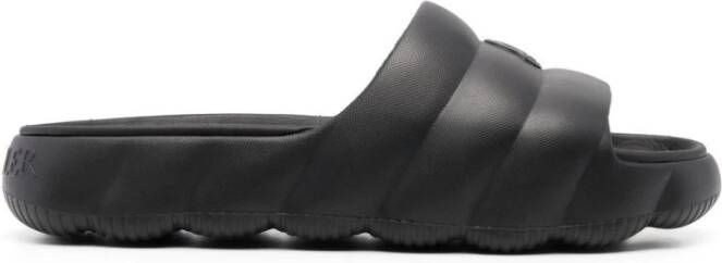 Moncler Gewatteerde Zwarte Sandalen met Dikke Zool Black