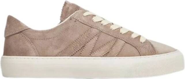 Moncler Suède lage sneakers met strepen Beige Dames