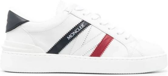 Moncler Monaco Sneakers Technische Fabricage Ronde Neus Vetersluiting Wit Dames