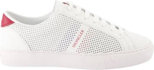 Moncler Witte Leren Sneakers Vetersluiting Ronde Neus White Heren