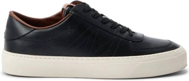 Moncler Zwarte Leren Lage Sneakers Black Heren