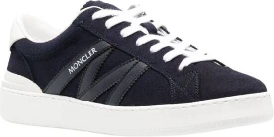 Moncler Zwarte Leren Lage Sneakers Zwart Heren