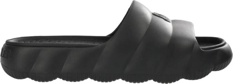 Moncler Gewatteerde Zwarte Sandalen met Dikke Zool Black