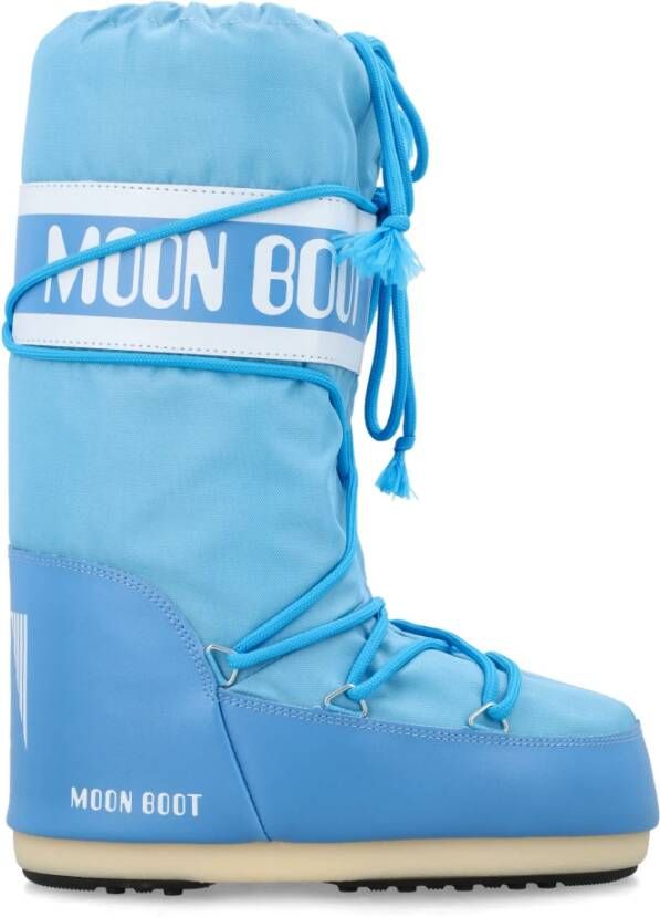 Moon boot Blauwe Nylon Hoge Top Laarzen Blue Dames