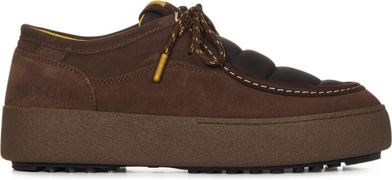 Moon boot Bruine Gewatteerde Sneakers met Voorsluiting Brown Heren