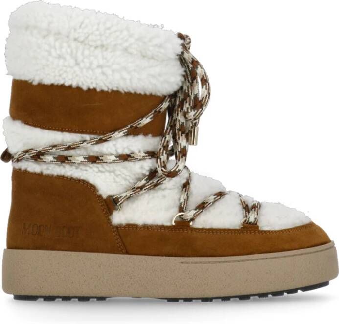 moon boot Bruine Leren Shearling Laarzen Brown Dames