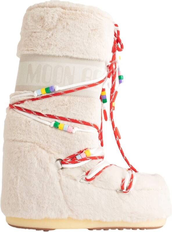 Moon boot Crème Nep Bont Kralen Sneeuwlaarzen Beige Dames