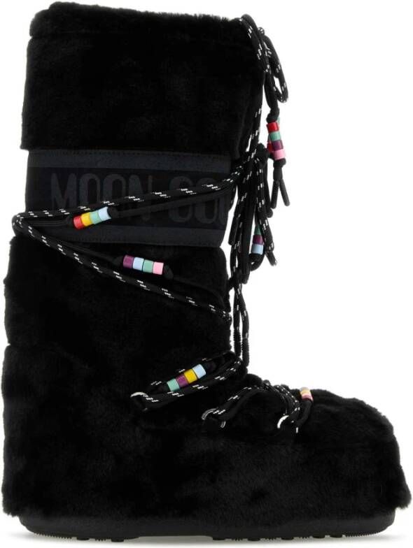 Moon boot Faux-Fur Beads Cream Sneakers Black Dames