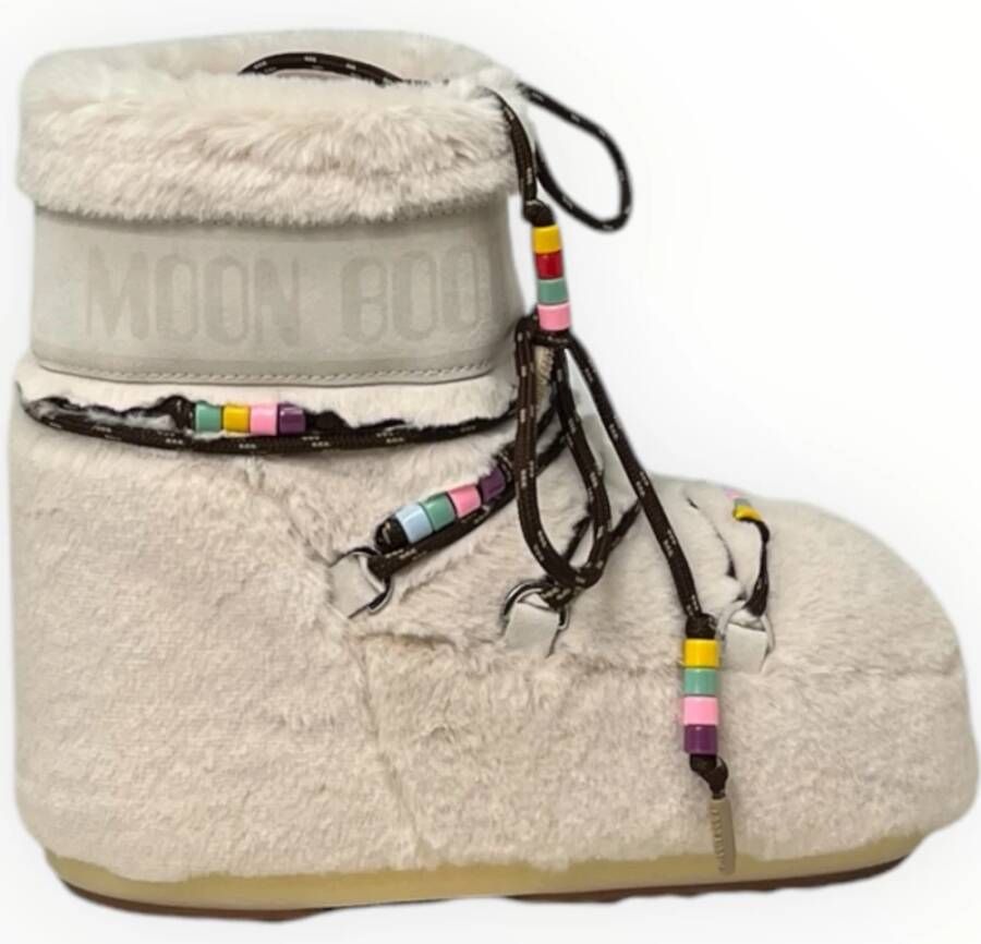 Moon boot Faux Fur Beads Enkellaarzen Beige Dames