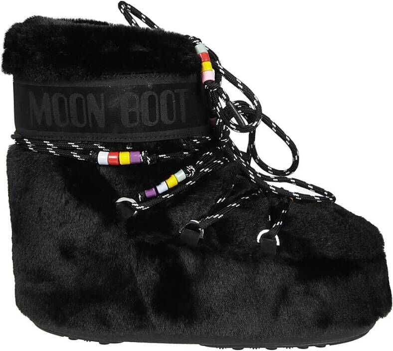 Moon boot Faux Fur Beads Iconic Lage Laarzen Black Dames