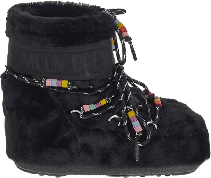 Moon boot Faux Fur Beads Winter Schoen Black Dames