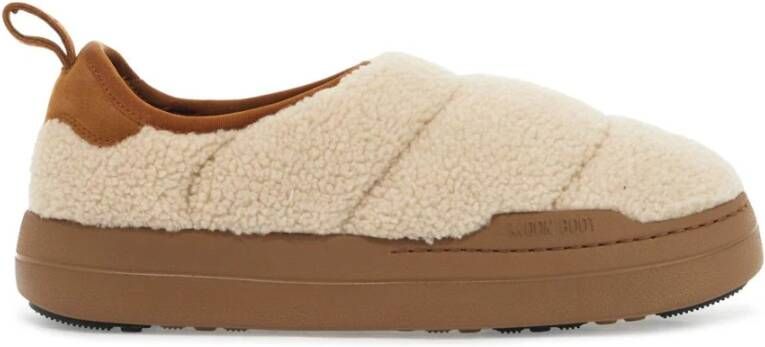 Moon boot Gewatteerde Fleece Slip-on Sneakers Beige Dames