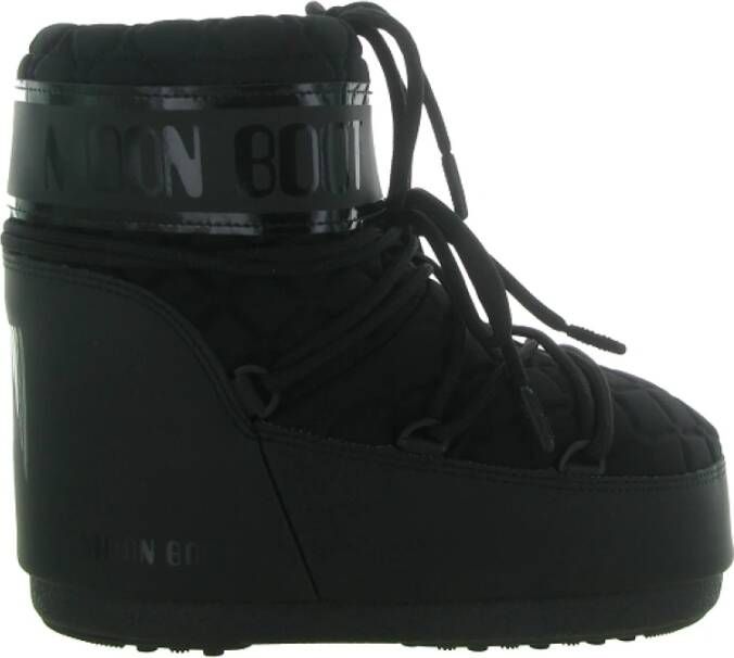 Moon boot Gewatteerde Lage Icoon Rubberen Schoenen Black Heren