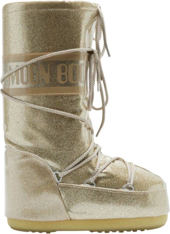 Moon boot Gouden Glitter Iconische Winterlaarzen Yellow Dames