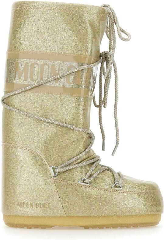 moon boot Gouden Glitterlaarzen met PVC-afwerking Yellow Dames