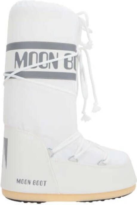 Moon boot Hoge sneeuwlaars in wit nylon met logo print White Dames