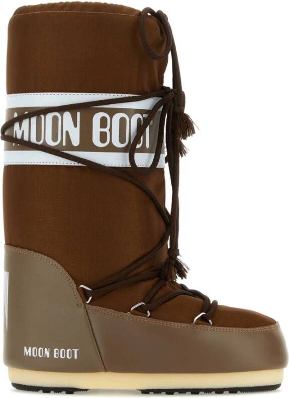 moon boot Icon Bruin Nylon Leren Laarzen Brown Dames