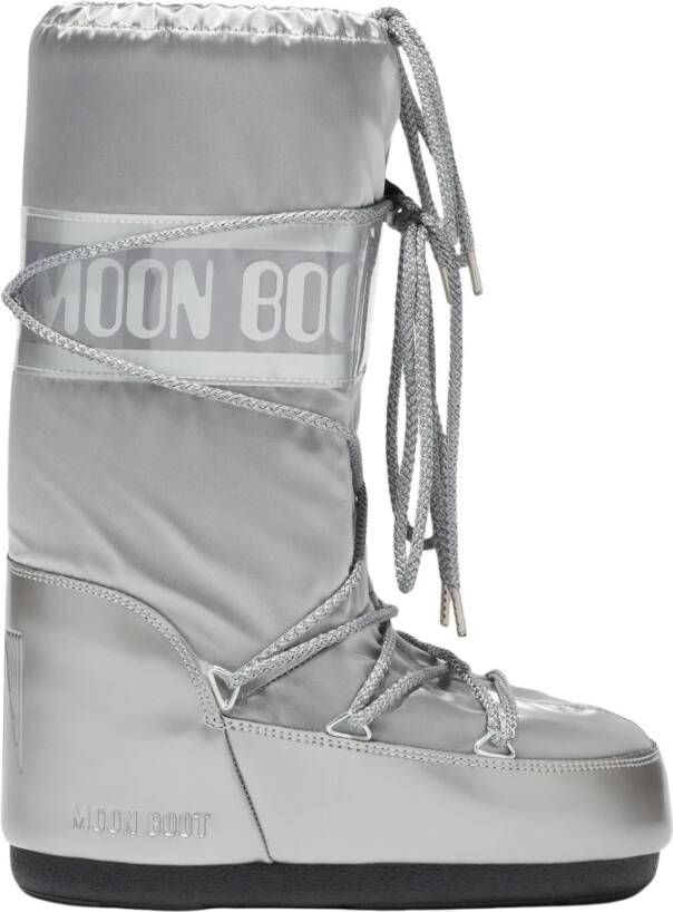 Moon boot Icon Glance Zilveren Satijnen Laarzen Gray Dames