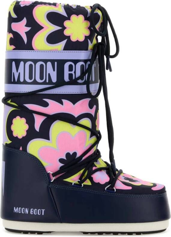 moon boot Icon Laarzen in Bedrukt Canvas en Synthetisch Leer Multicolor Dames